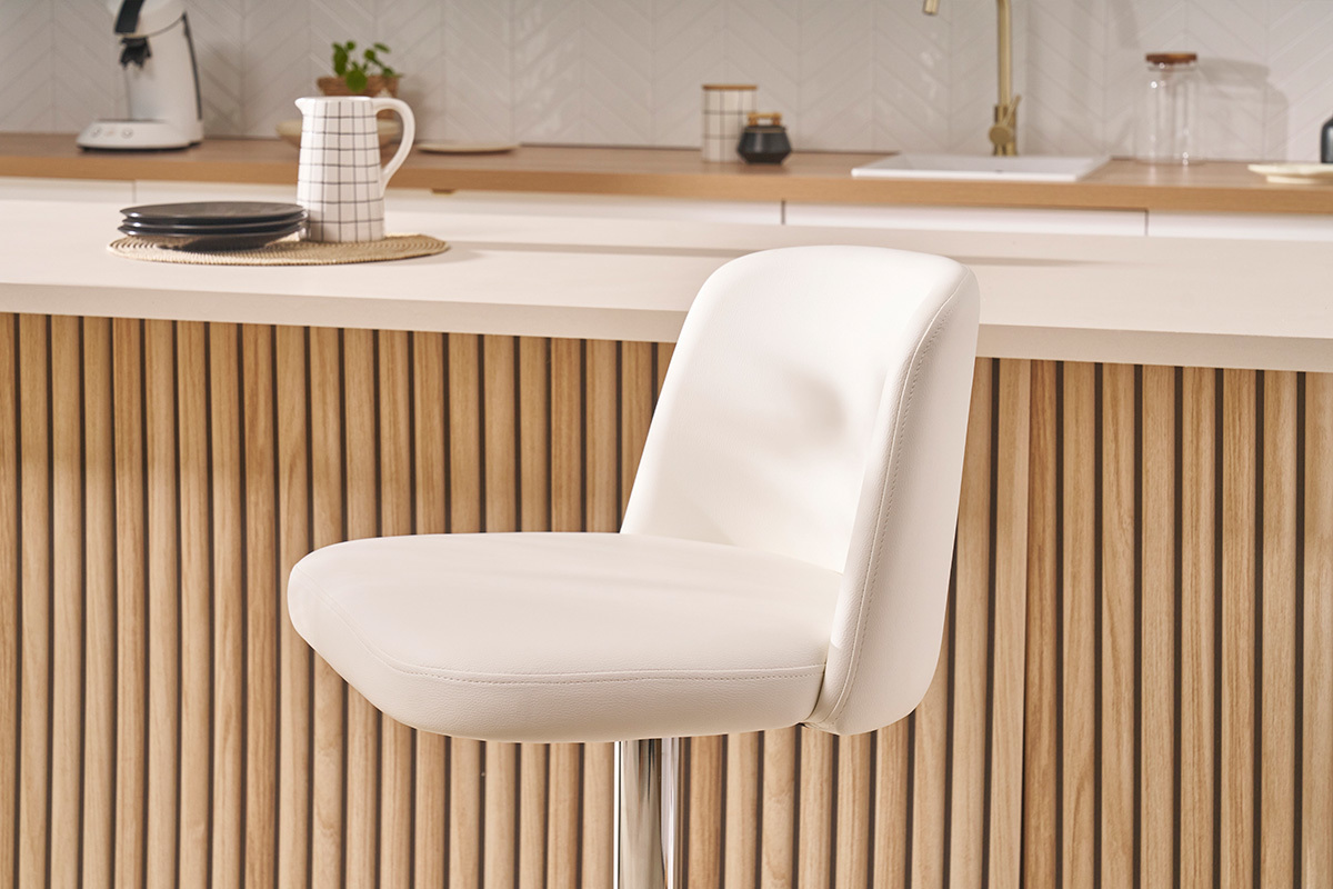 Set de 2 taburetes de cocina de diseo regulables blanco MONTI