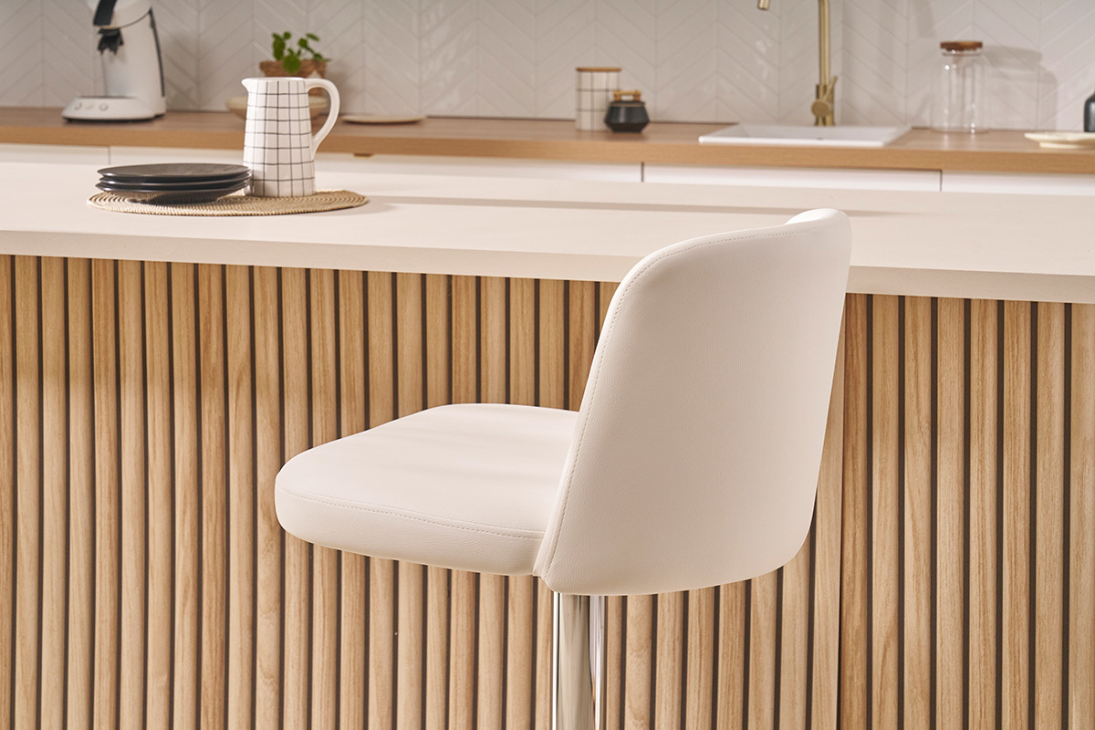 Set de 2 taburetes de cocina de diseo regulables blanco MONTI