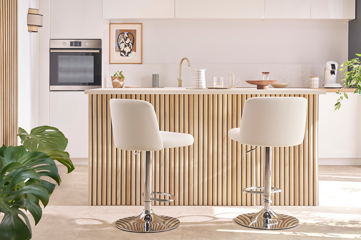 Set de 2 taburetes de cocina de diseo regulables blanco MONTI