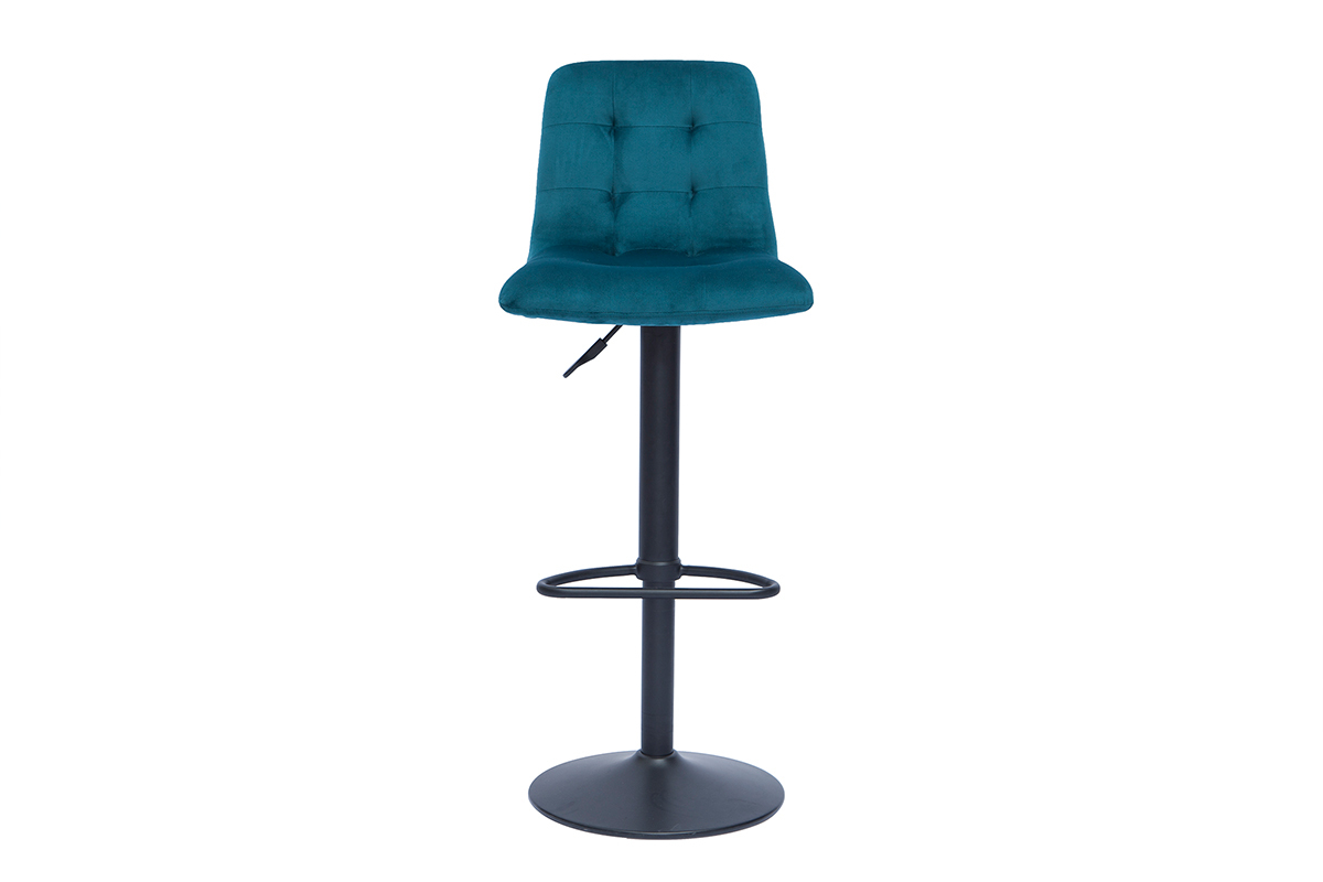 Set de 2 taburetes de cocina de diseo regulables terciopelo azul petrleo ESCAPE