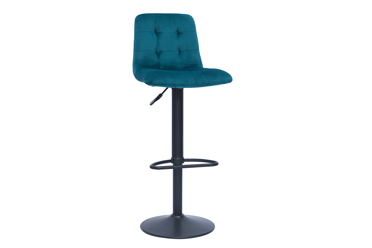 Set de 2 taburetes de cocina de diseo regulables terciopelo azul petrleo ESCAPE