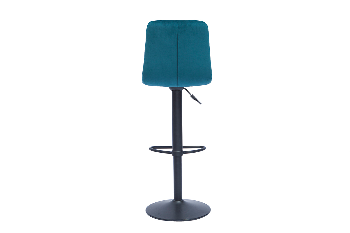 Set de 2 taburetes de cocina de diseo regulables terciopelo azul petrleo ESCAPE