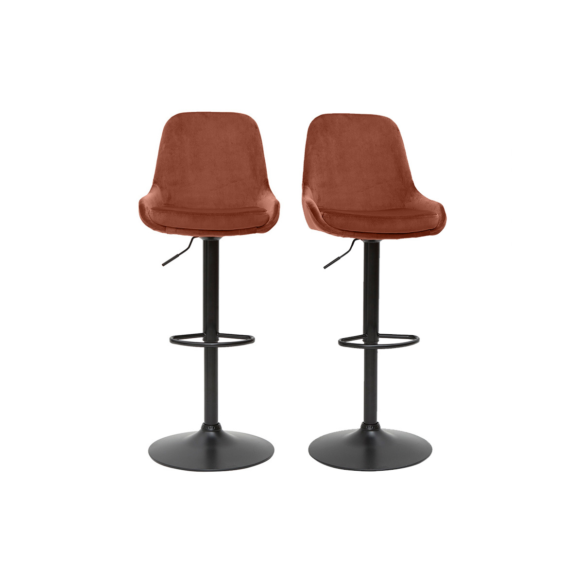 Set de 2 taburetes de cocina de diseño regulables terciopelo terracota HOLO