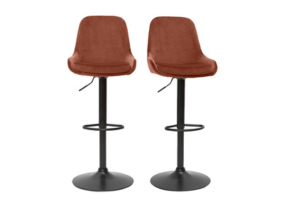 Set de 2 taburetes de cocina de diseño regulables terciopelo terracota HOLO