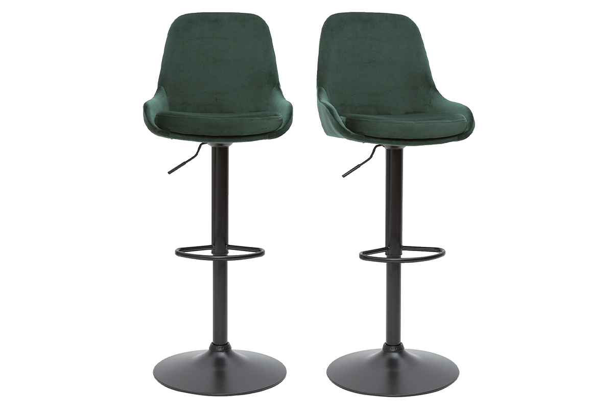 Set de 2 taburetes de cocina de diseo regulables terciopelo verde HOLO