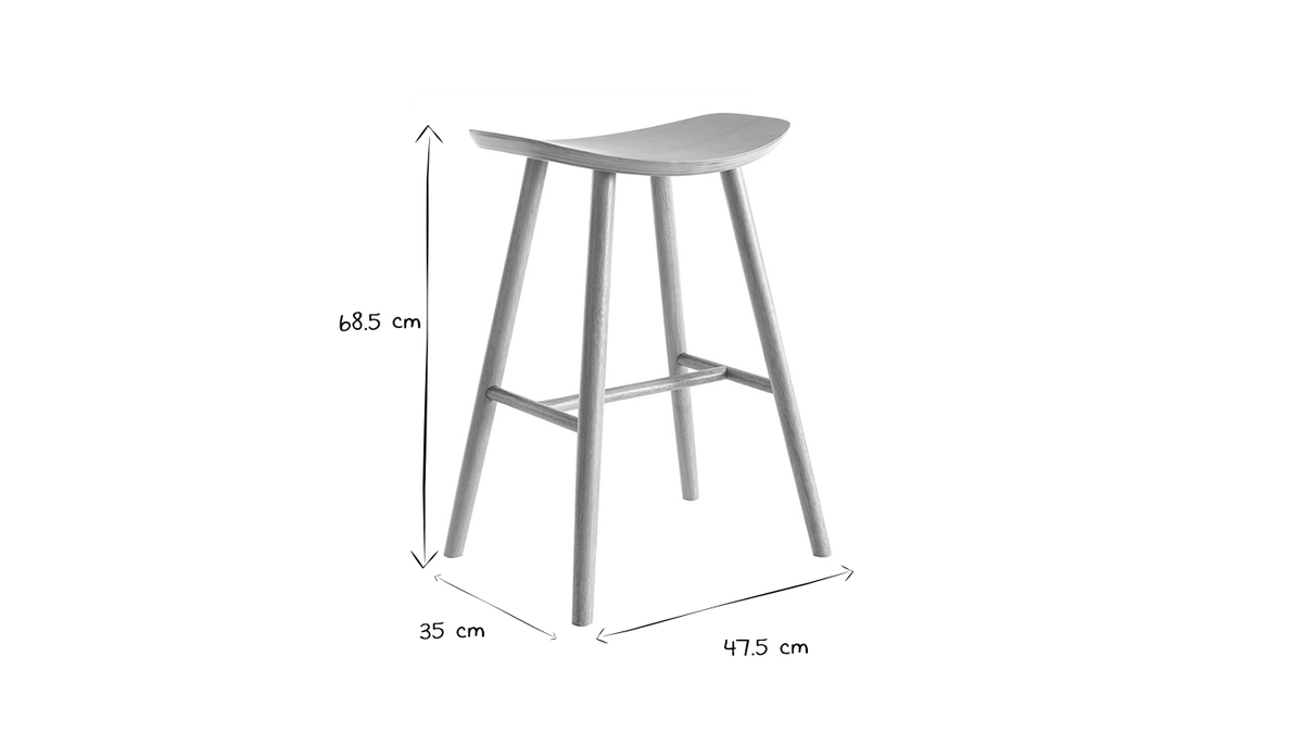 Set de 2 taburetes de cocina de madera clara 65cm DEMORY