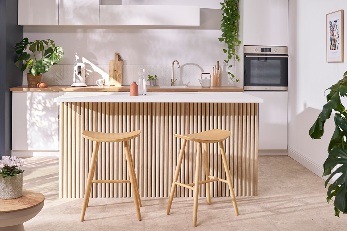Set de 2 taburetes de cocina de madera clara 65cm DEMORY