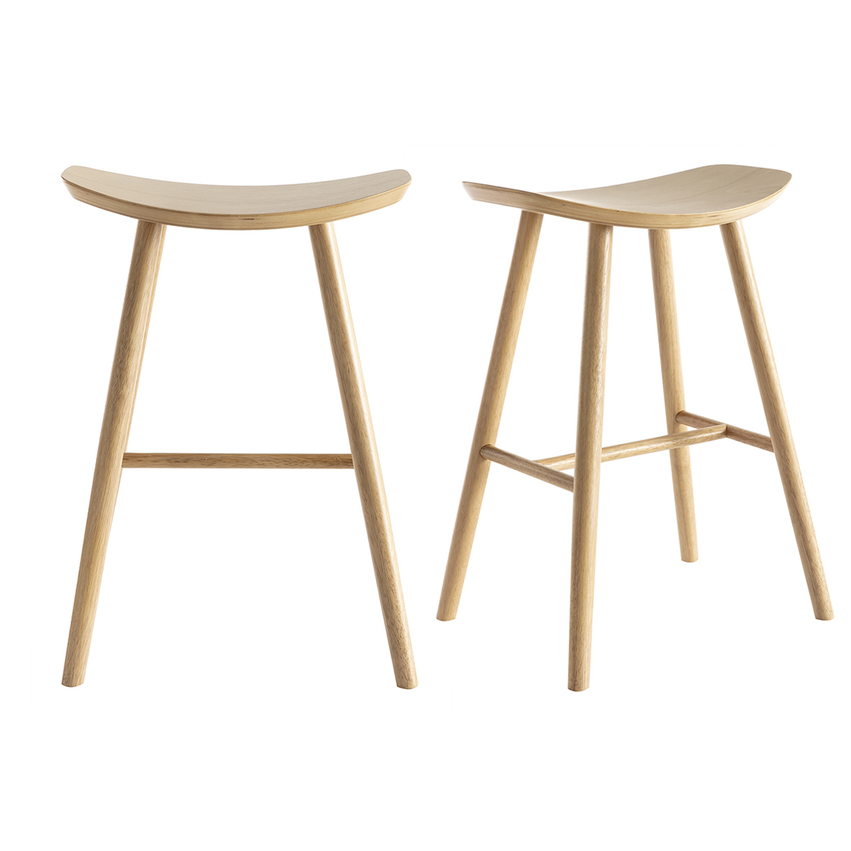 Set de 2 taburetes de cocina de madera clara 65 cm DEMORY