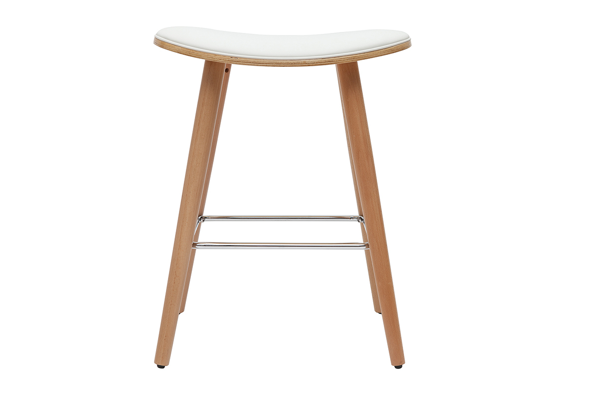 Set de 2taburetes de cocina de madera clara y blanco 65cm MEADOW