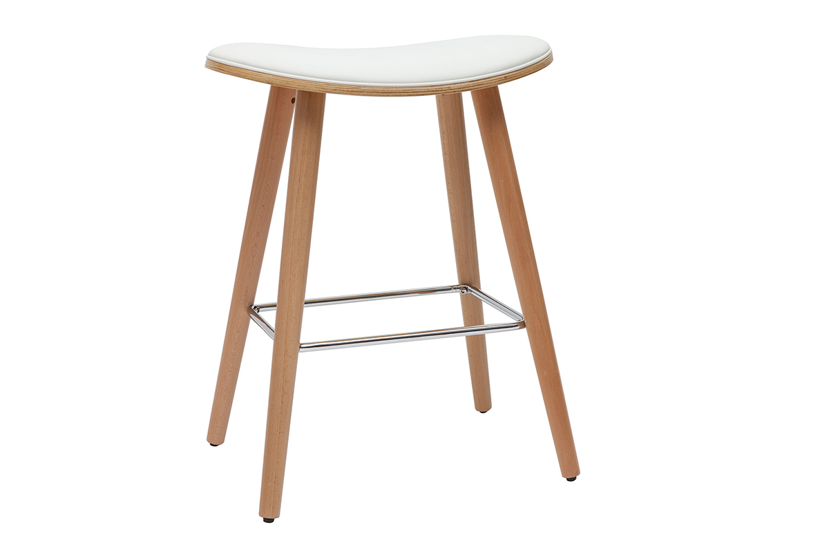 Set de 2taburetes de cocina de madera clara y blanco 65cm MEADOW