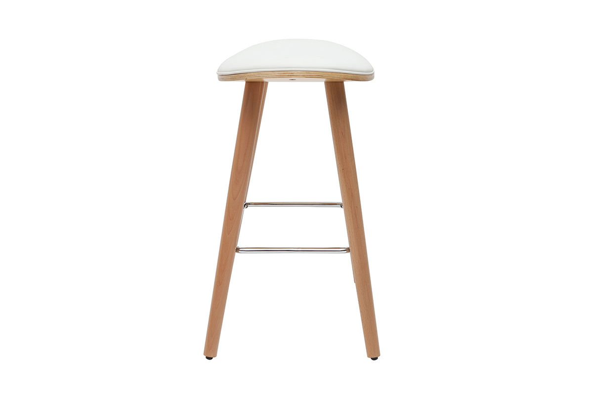 Set de 2taburetes de cocina de madera clara y blanco 65cm MEADOW