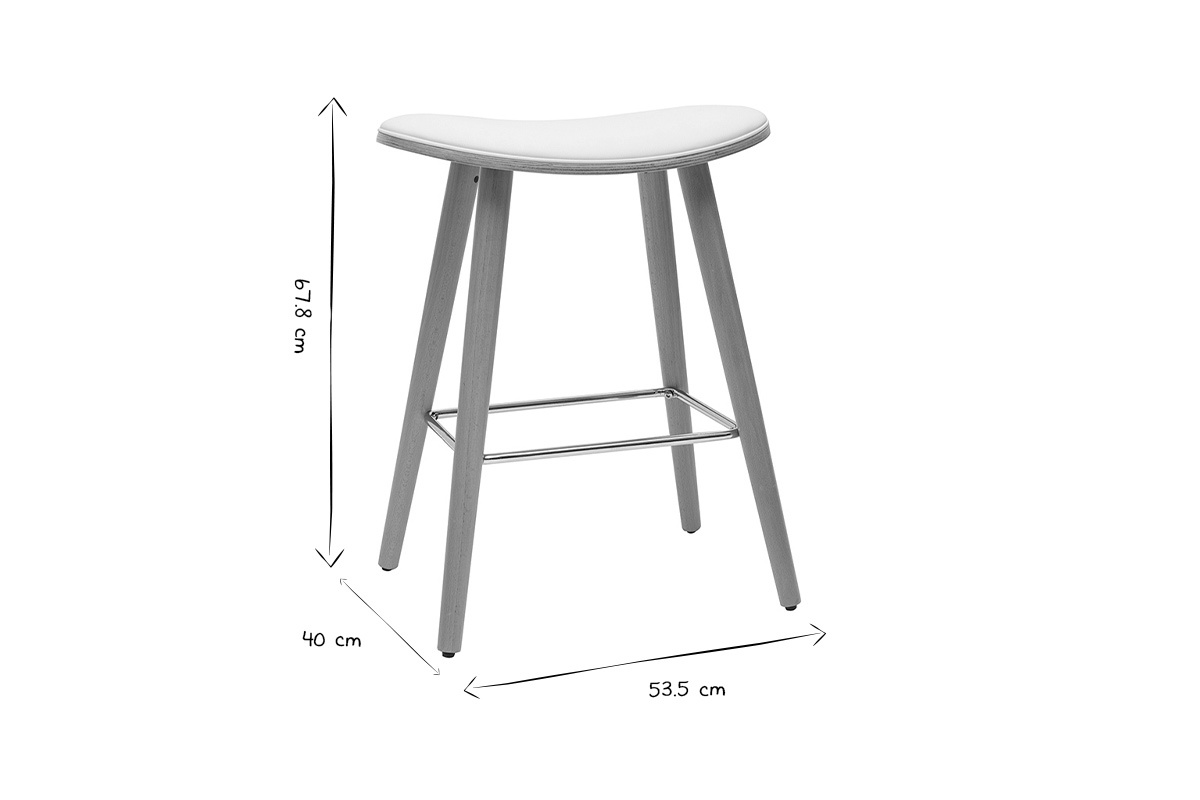 Set de 2taburetes de cocina de madera clara y blanco 65cm MEADOW