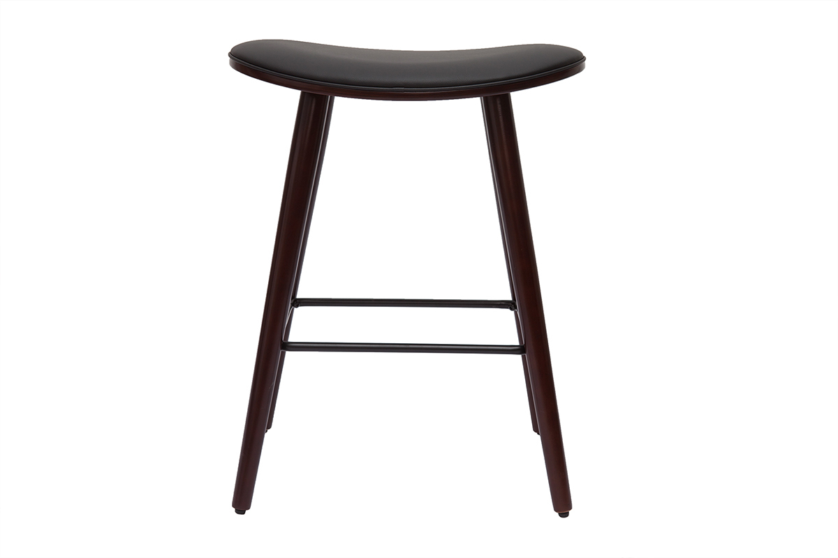 Set de 2 taburetes de cocina de madera oscura de nogal y negro 65 cm MEADOW