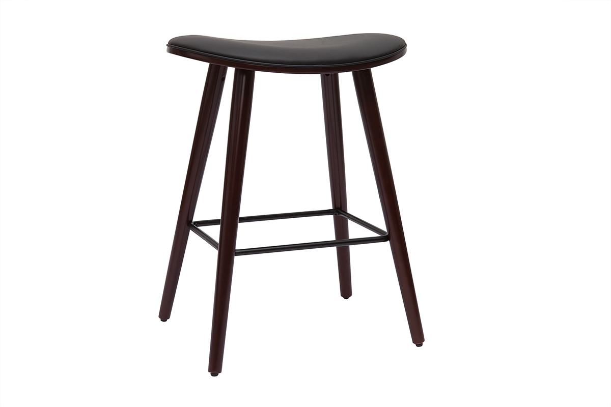 Set de 2 taburetes de cocina de madera oscura de nogal y negro 65 cm MEADOW