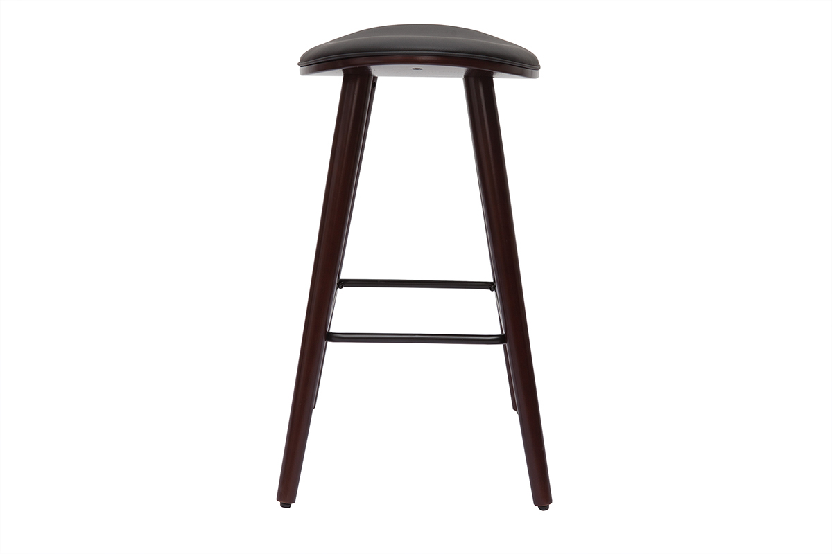 Set de 2 taburetes de cocina de madera oscura de nogal y negro 65 cm MEADOW
