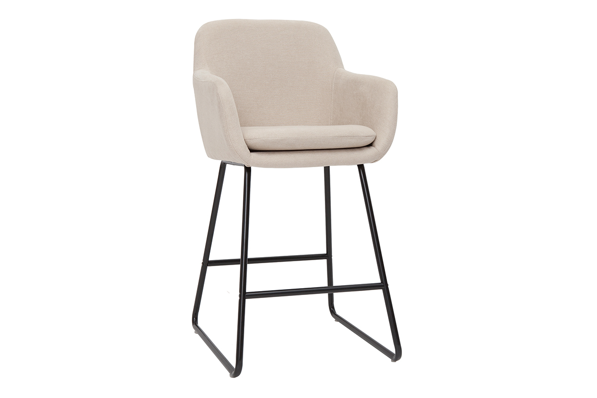 Set de 2 taburetes de cocina de tejido efecto aterciopelado beige de 65 cm AMIKA