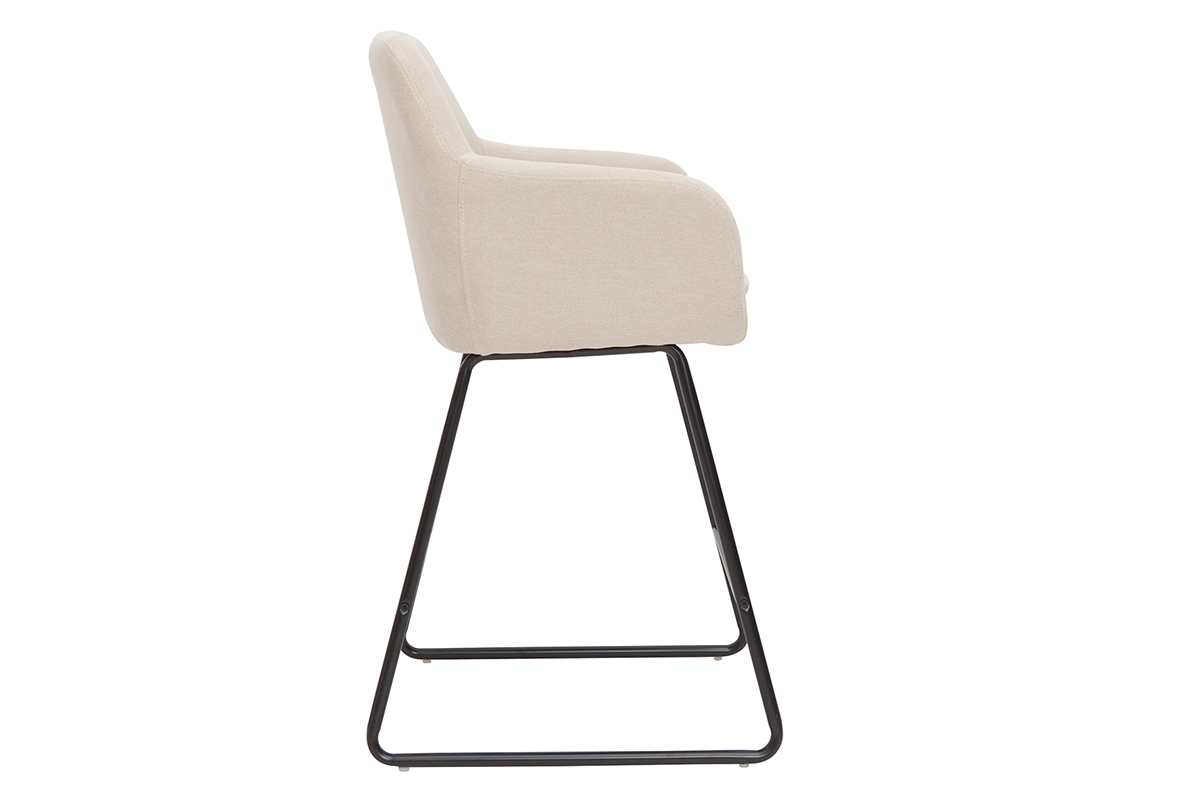 Set de 2 taburetes de cocina de tejido efecto aterciopelado beige de 65 cm AMIKA