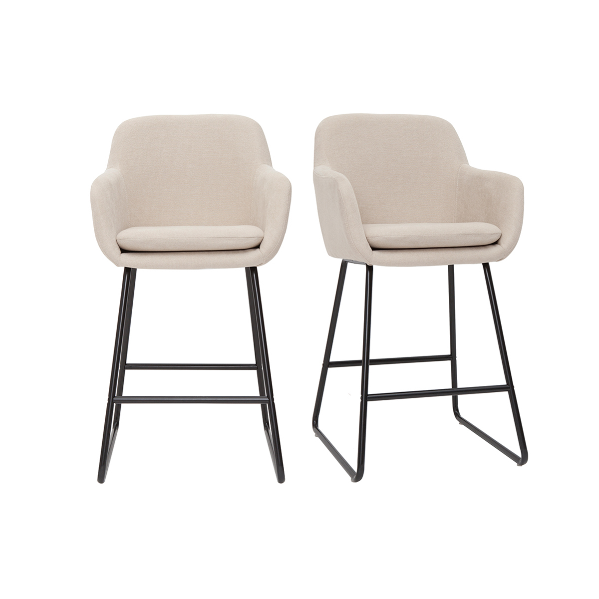 Set de 2 taburetes de cocina de tejido efecto aterciopelado beige de 65 cm AMIKA