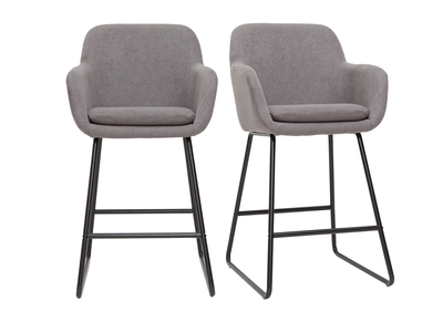Set de 2 taburetes de cocina de tejido efecto aterciopelado gris de 75 cm AMIKA