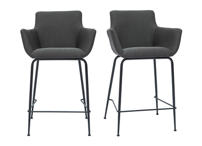 Set de 2 taburetes de cocina de tela gris antracita 65 cm CARLIE