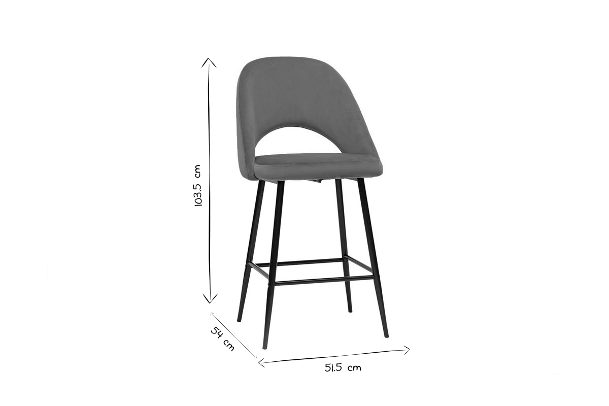Set de 2 taburetes de cocina de terciopelo color topo y metal 65 cm COSETTE