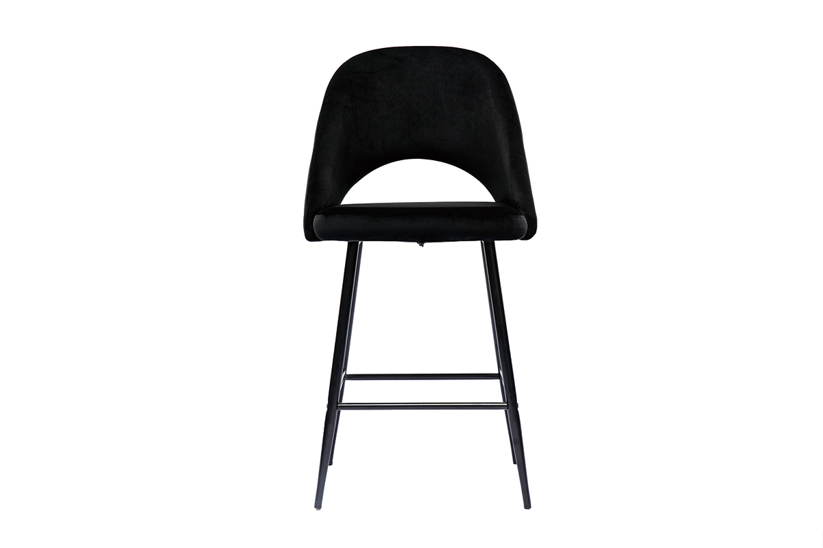 Set de 2 taburetes de cocina de terciopelo negro y metal 65 cm COSETTE