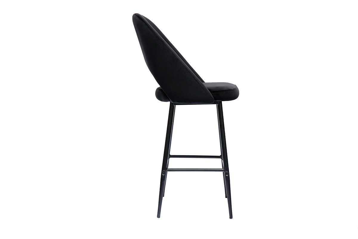 Set de 2 taburetes de cocina de terciopelo negro y metal 65 cm COSETTE