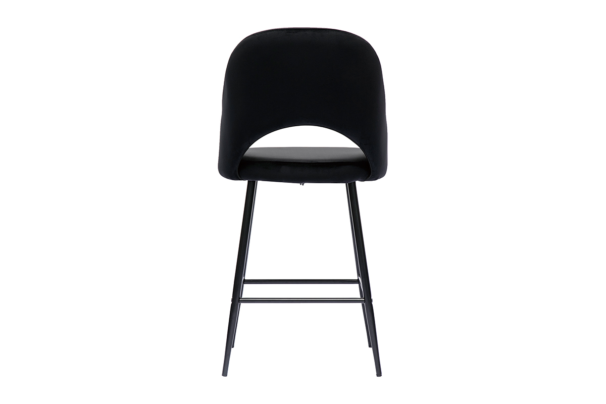 Set de 2 taburetes de cocina de terciopelo negro y metal 65 cm COSETTE