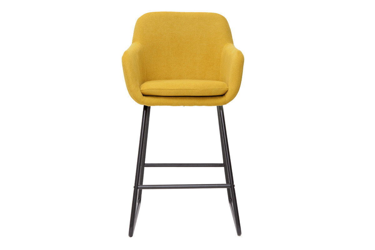 Set de 2 taburetes de cocina efecto aterciopelado amarillo mostaza 65 cm AMIKA