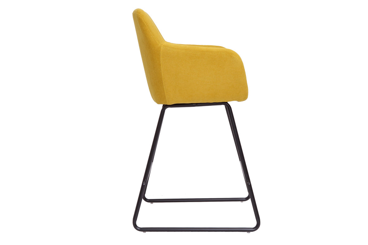 Set de 2 taburetes de cocina efecto aterciopelado amarillo mostaza 65 cm AMIKA