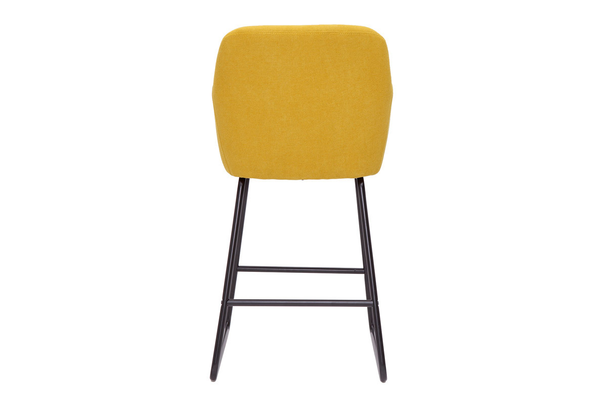 Set de 2 taburetes de cocina efecto aterciopelado amarillo mostaza 65 cm AMIKA