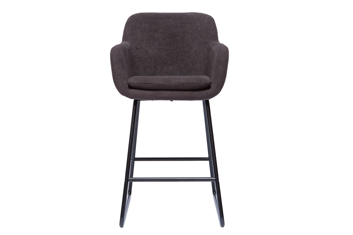 Set de 2 taburetes de cocina efecto aterciopelado gris oscuro 65cm de altura AMIKA