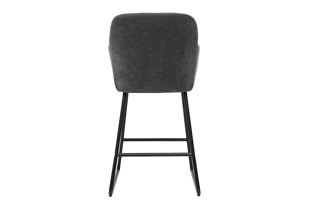 Set de 2 taburetes de cocina efecto aterciopelado gris oscuro 65cm de altura AMIKA