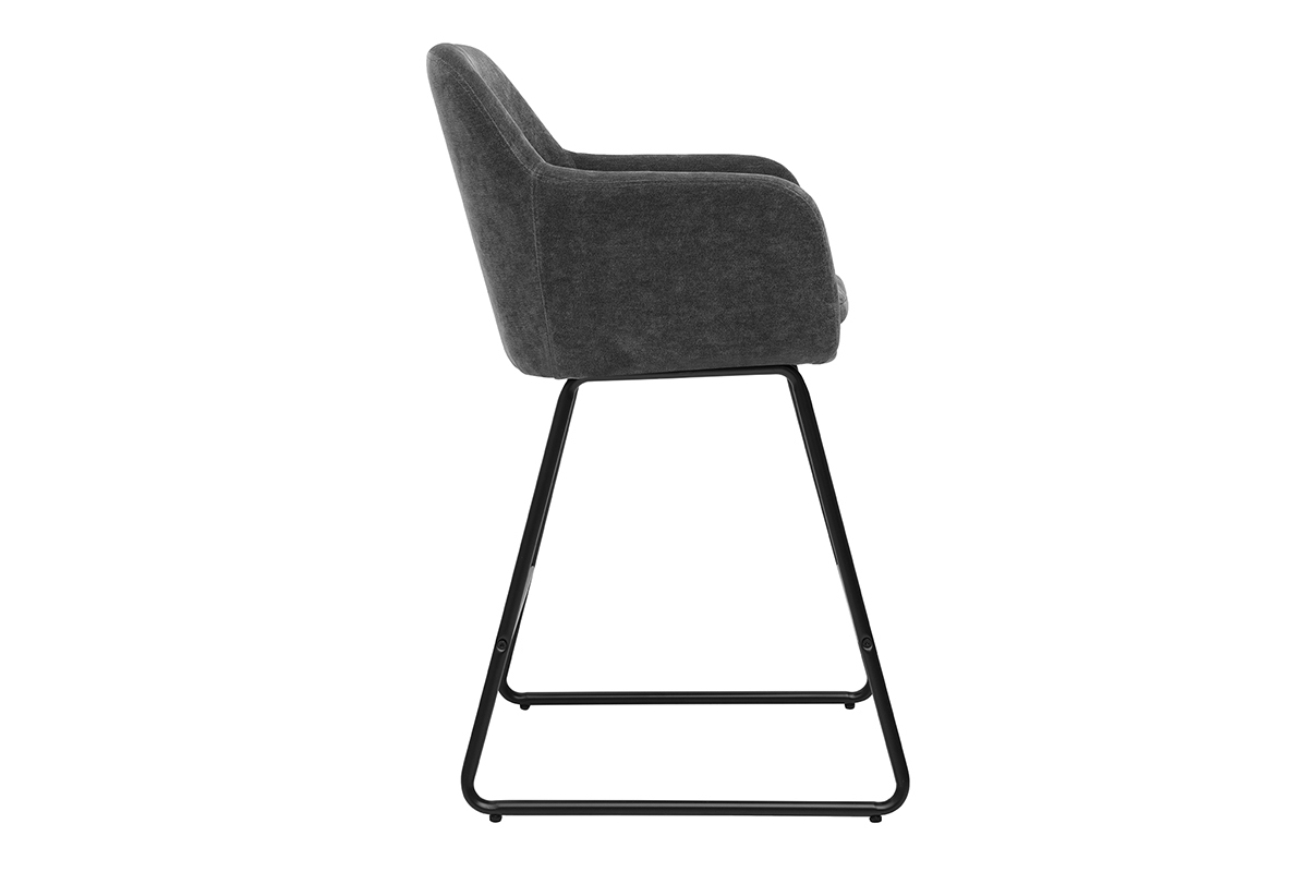 Set de 2 taburetes de cocina efecto aterciopelado gris oscuro 65cm de altura AMIKA