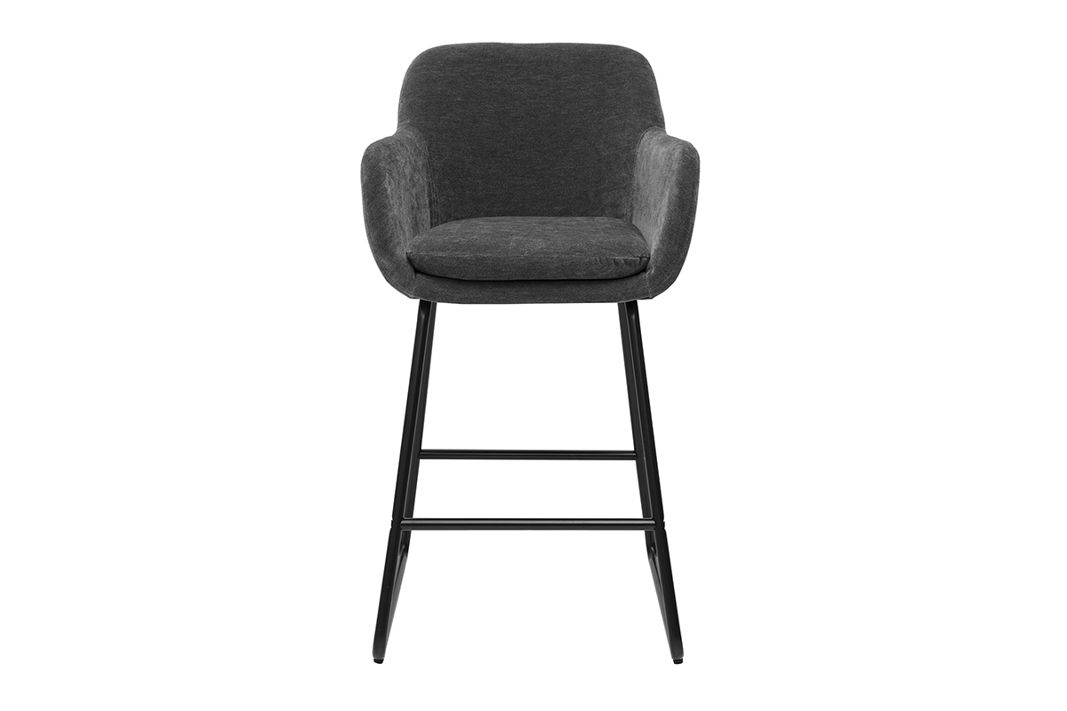 Set de 2 taburetes de cocina efecto aterciopelado gris oscuro 65cm de altura AMIKA