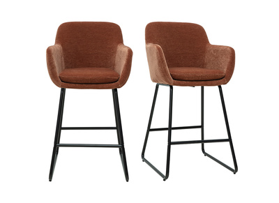 Set de 2 taburetes de cocina efecto aterciopelado terracota 65 cm AMIKA