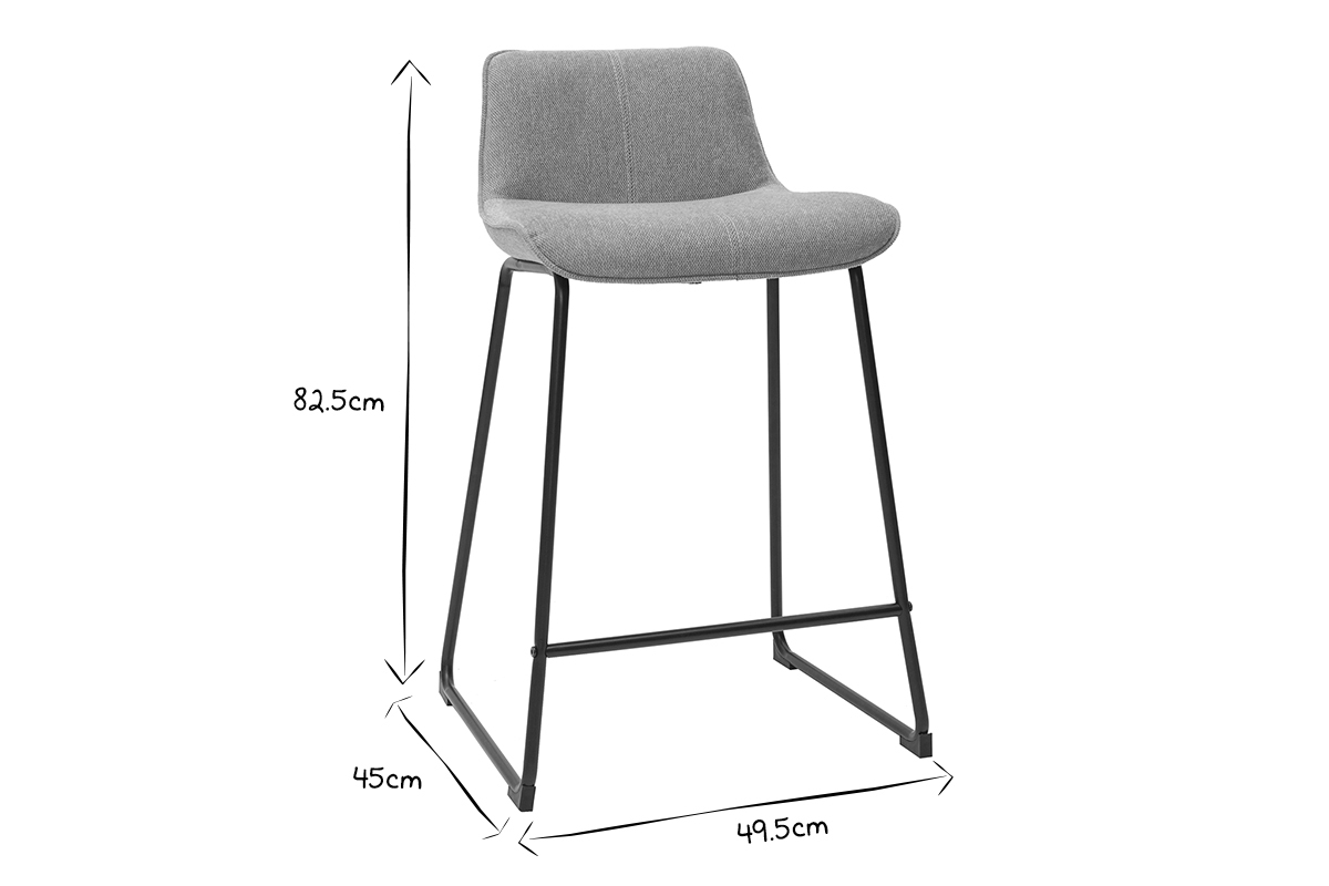 Set de 2 taburetes de cocina efecto aterciopelado texturizado amarillo mostaza y metal 65 cm BOOST