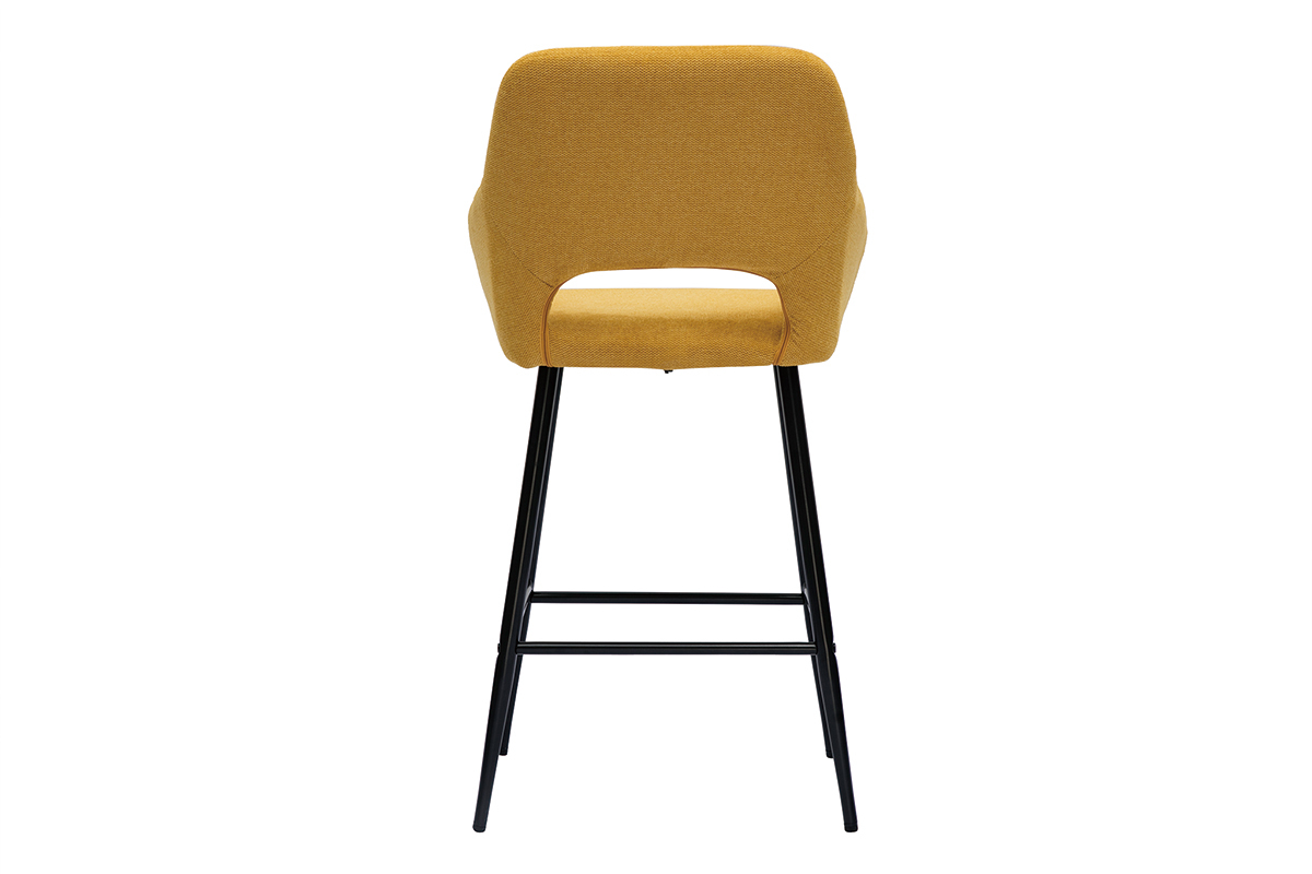 Set de 2 taburetes de cocina efecto aterciopelado texturizado amarillo y metal 65 cm LAURETTE