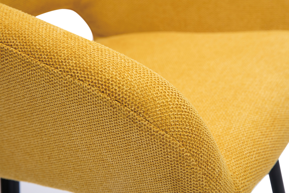 Set de 2 taburetes de cocina efecto aterciopelado texturizado amarillo y metal 65 cm LAURETTE