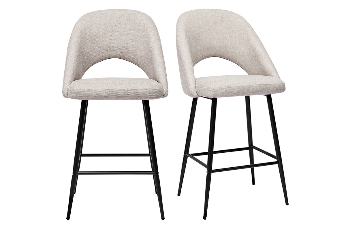 Set de 2 taburetes de cocina efecto aterciopelado texturizado beige 65 cm COSETTE