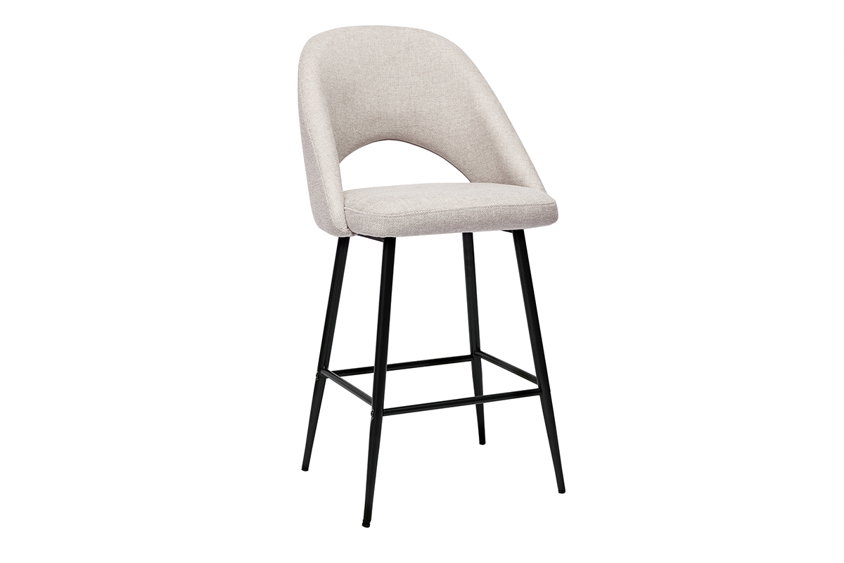 Set de 2 taburetes de cocina efecto aterciopelado texturizado beige 65 cm COSETTE
