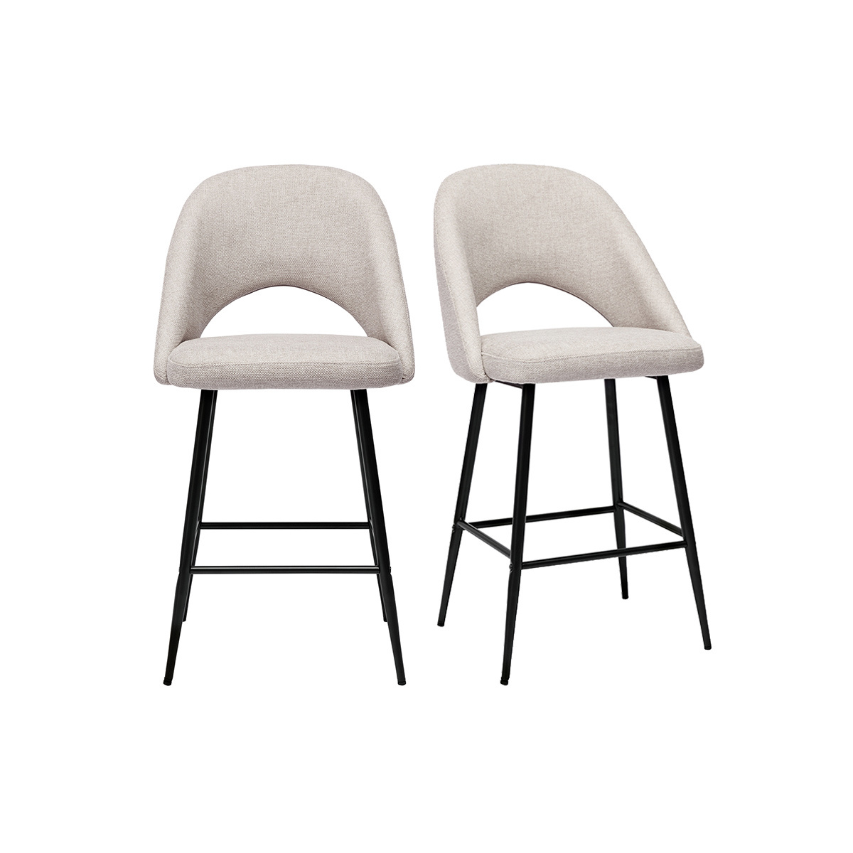 Set de 2 taburetes de cocina efecto aterciopelado texturizado beige 65 cm COSETTE