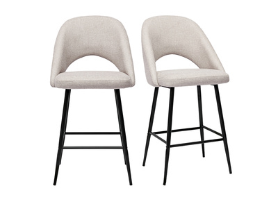 Set de 2 taburetes de cocina efecto aterciopelado texturizado beige 65 cm COSETTE