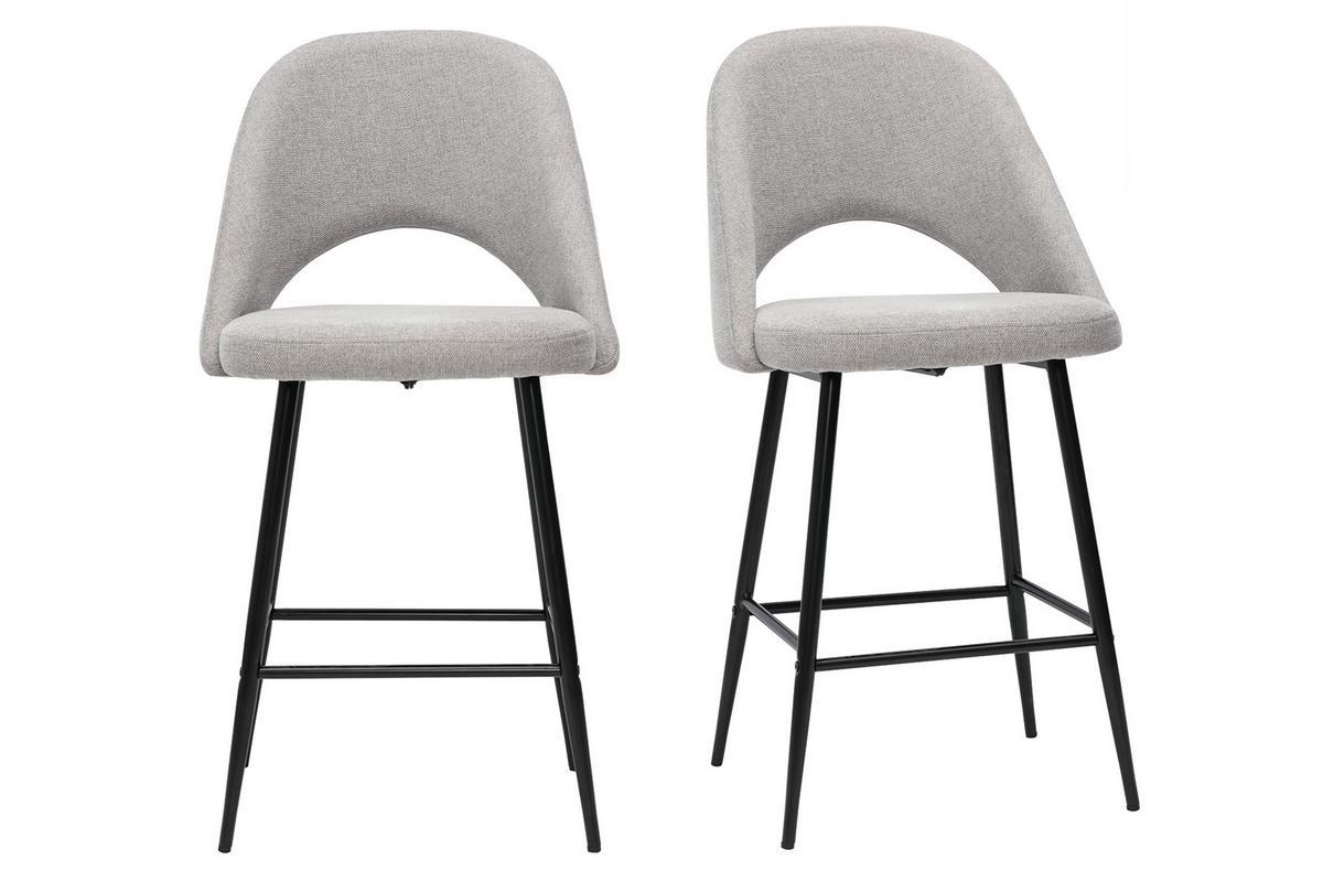 Set de 2taburetes de cocina efecto aterciopelado texturizado gris 65cm COSETTE