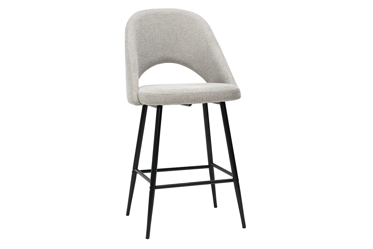Set de 2taburetes de cocina efecto aterciopelado texturizado gris 65cm COSETTE