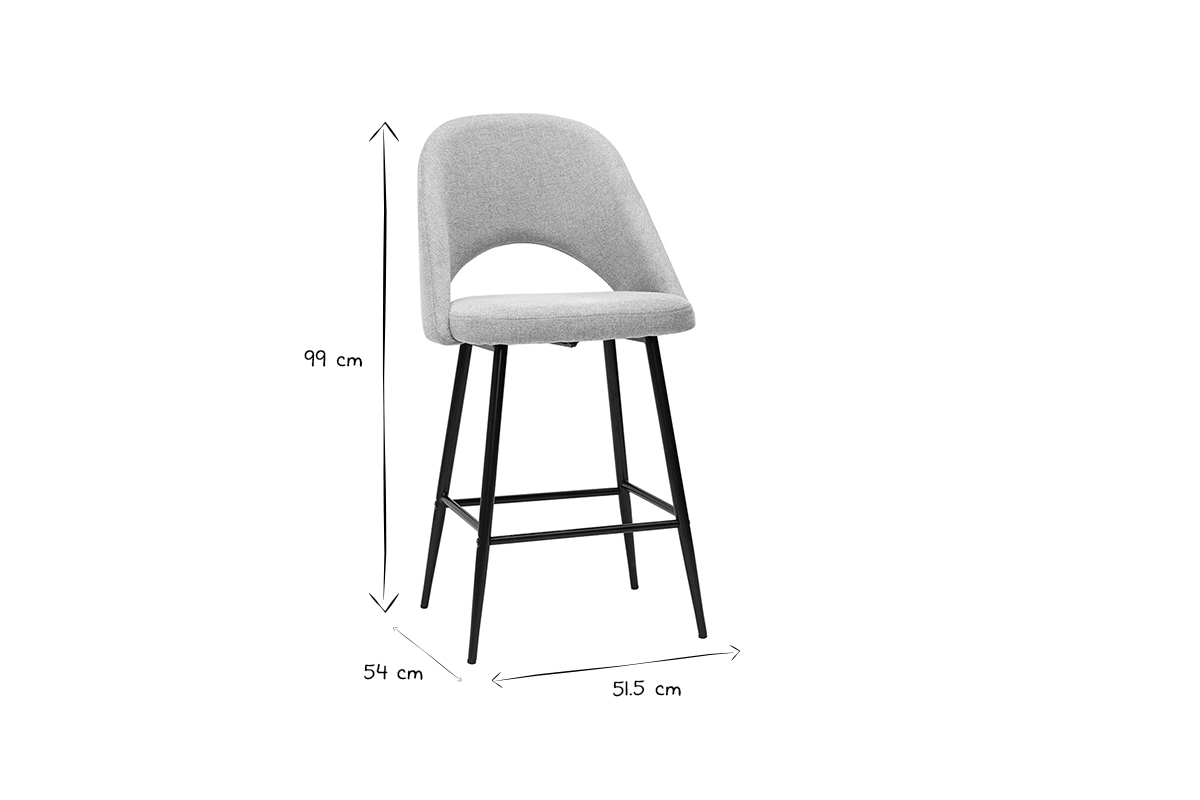 Set de 2taburetes de cocina efecto aterciopelado texturizado gris 65cm COSETTE