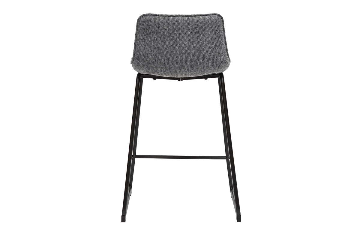 Set de 2 taburetes de cocina efecto aterciopelado texturizado gris y metal 65 cm BOOST