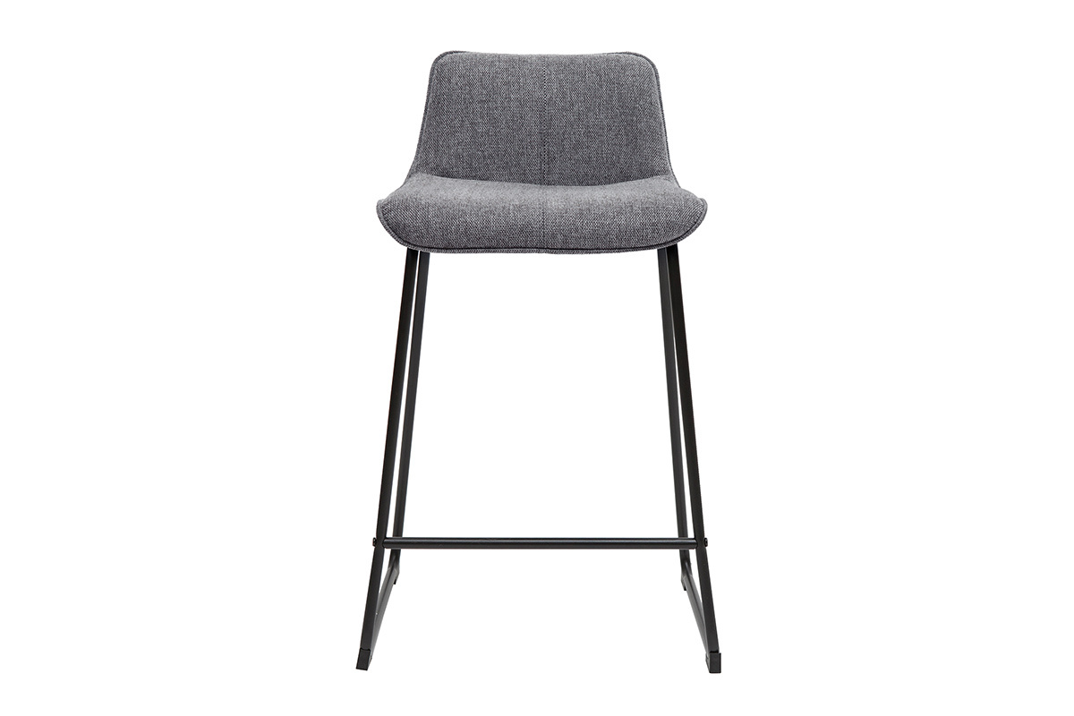 Set de 2 taburetes de cocina efecto aterciopelado texturizado gris y metal 65 cm BOOST