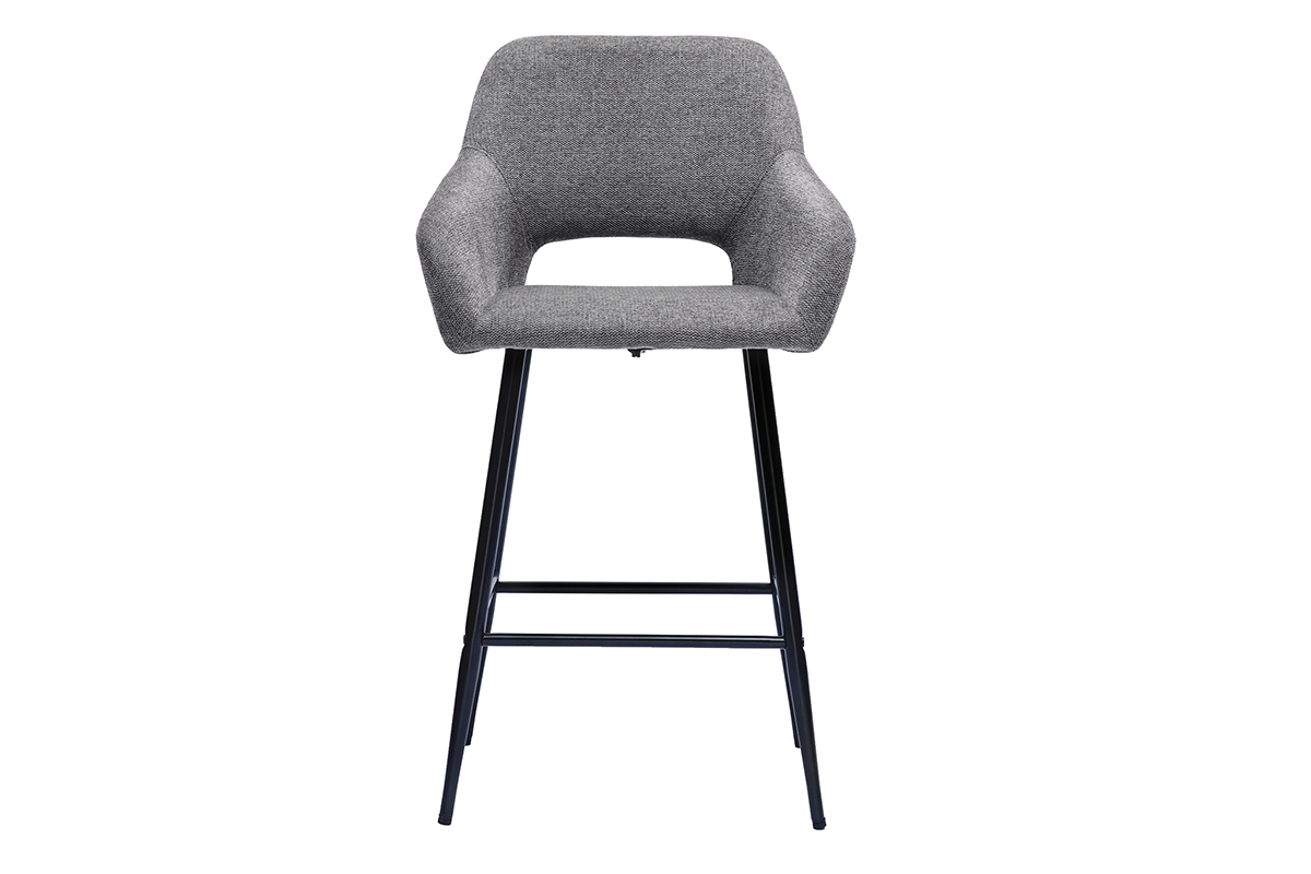 Set de 2 taburetes de cocina efecto aterciopelado texturizado gris y metal 65 cm LAURETTE