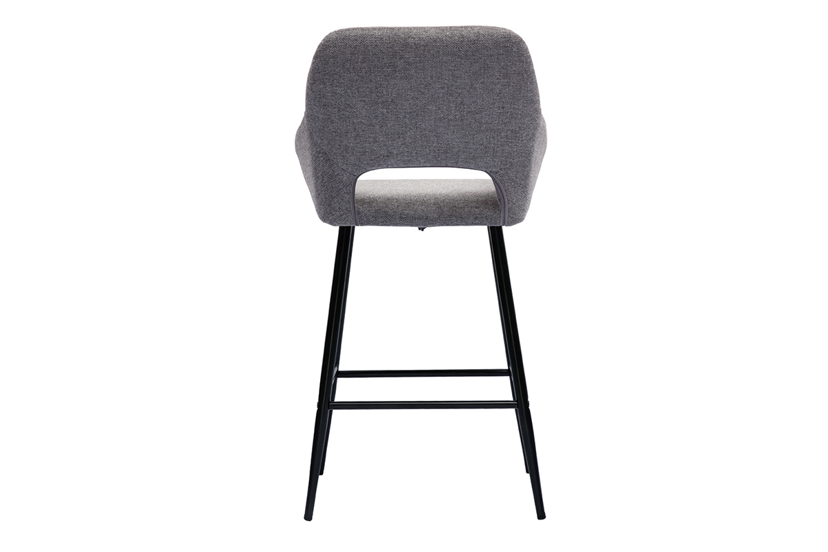 Set de 2 taburetes de cocina efecto aterciopelado texturizado gris y metal 65 cm LAURETTE